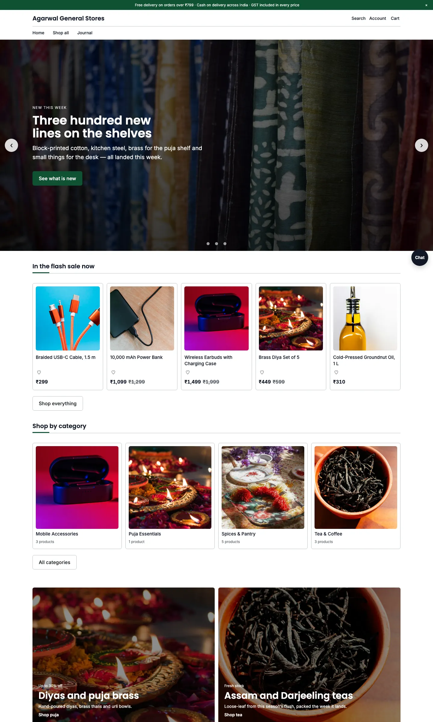 The Mandi storefront theme with sample products