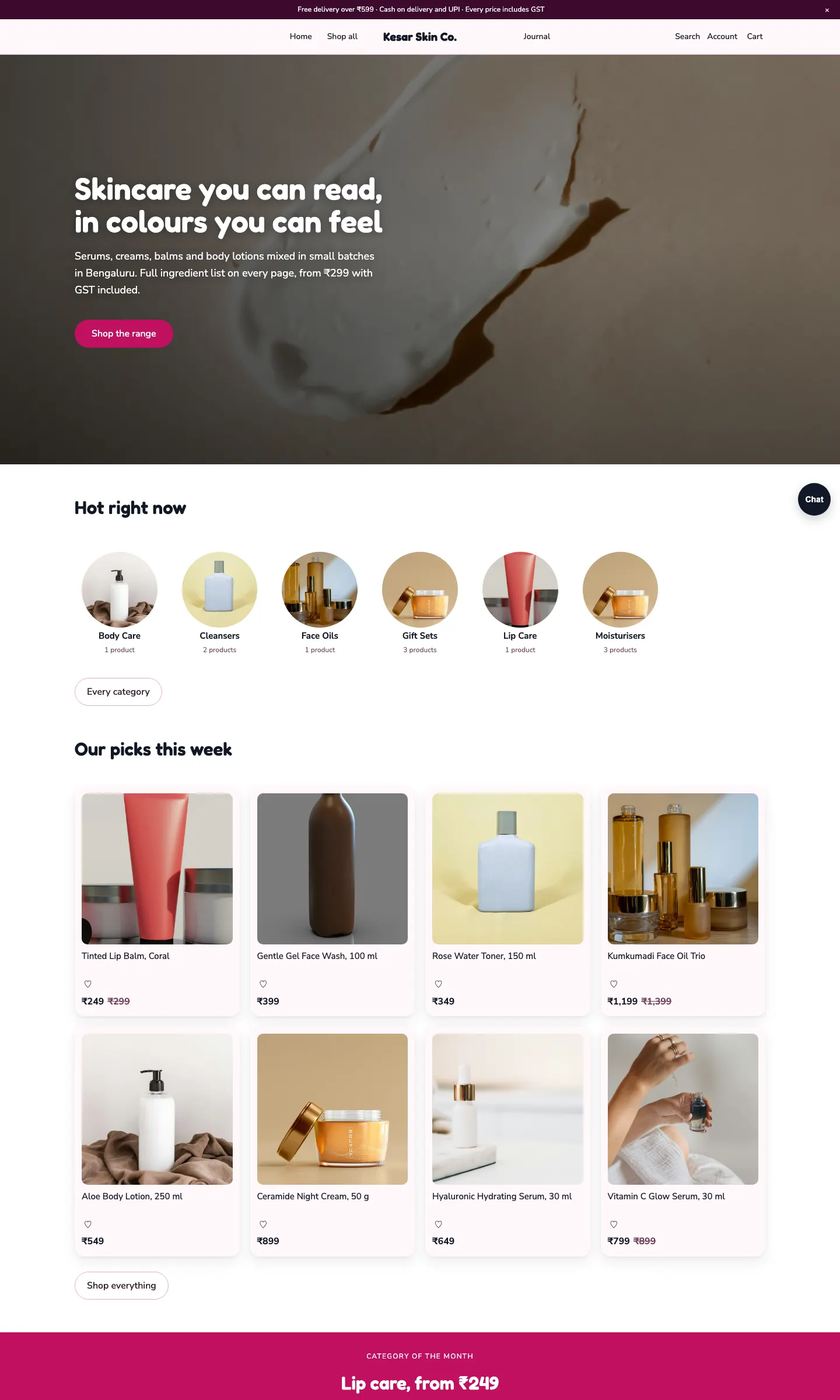 The Pulse storefront theme with sample products